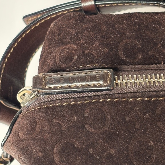 Céline Vintage Brown Suede Monogram Macadam Shoulder Bag - Picture 10 of 11